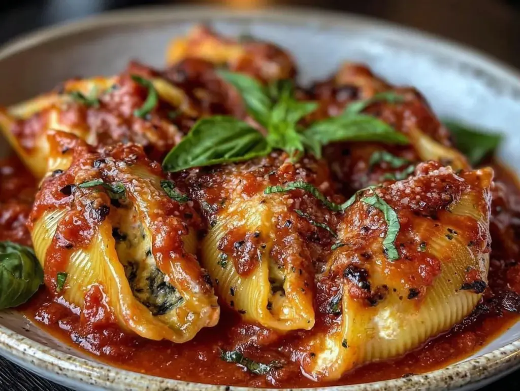 creamy spinach and ricotta stuffed shells - featured image