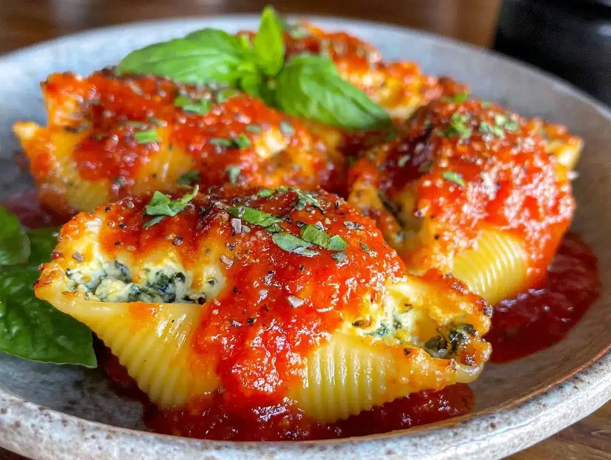 creamy spinach and ricotta stuffed shells preparation steps