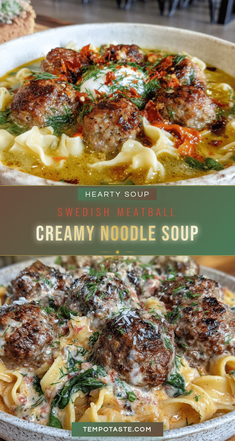 creamy swedish meatball egg noodle soup recipe