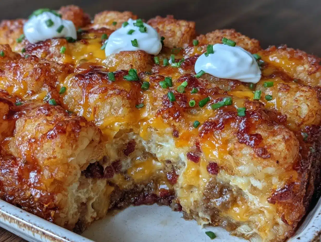 crispy cheesy tater tot casserole preparation steps