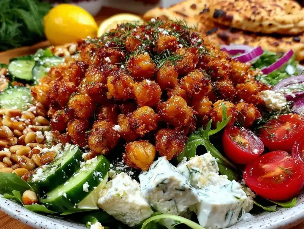 crispy chickpea Mediterranean salad - featured image
