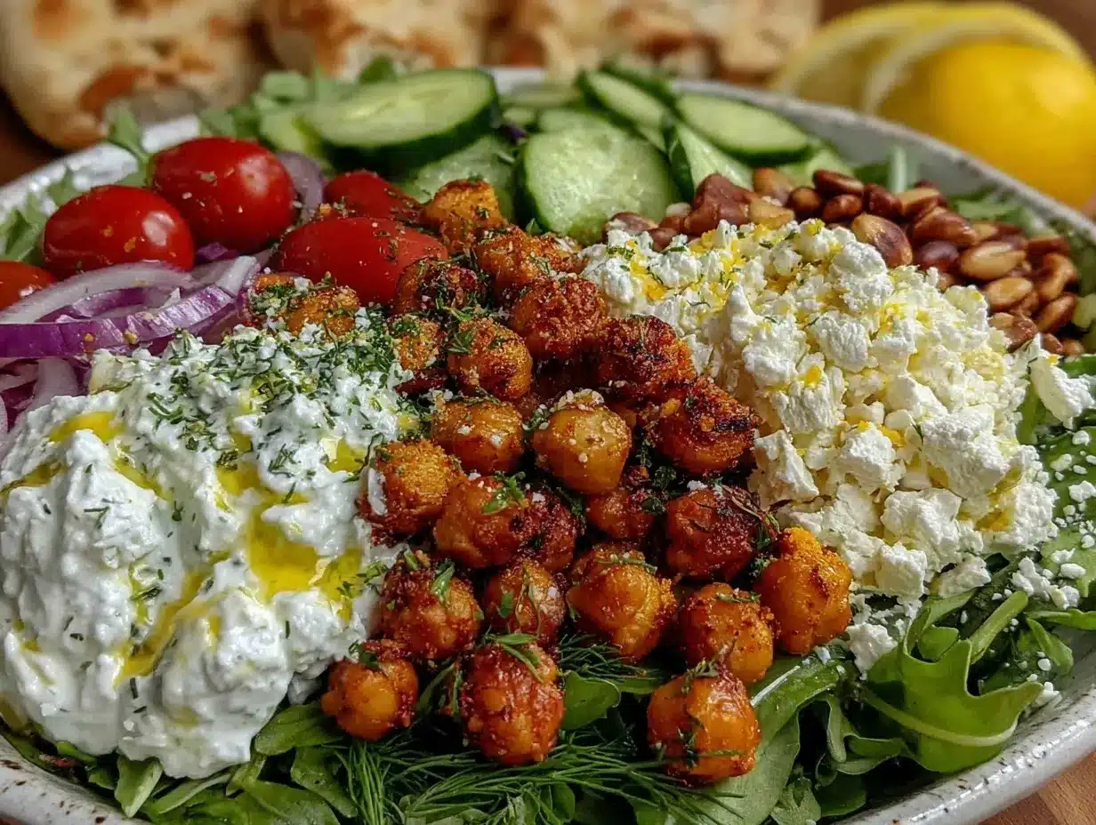 crispy chickpea Mediterranean salad preparation steps