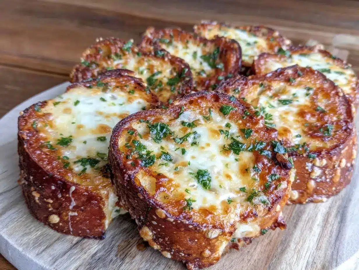 crispy grilled garlic bread with cheese preparation steps