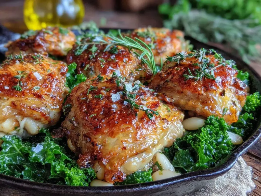 crispy one-pan herb roasted chicken thighs - featured image