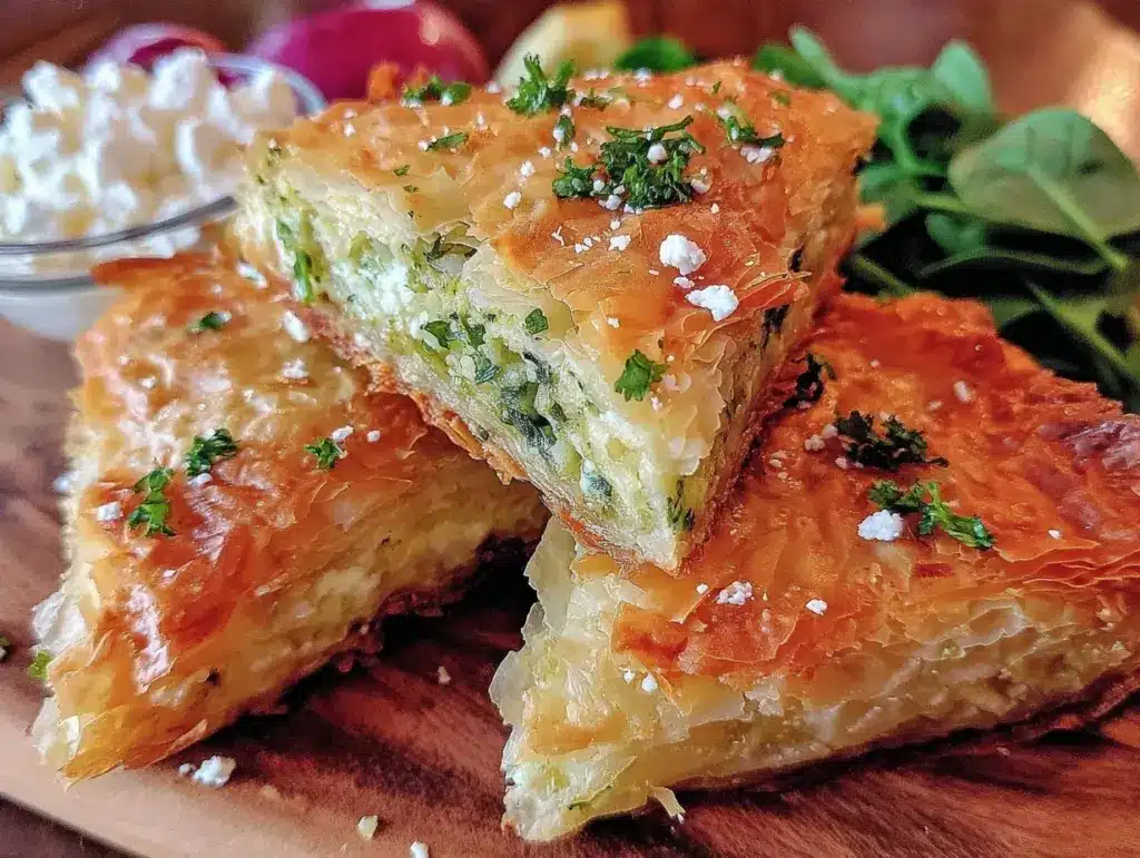 crispy spanakopita triangles - featured image