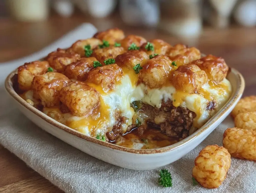 crispy tater tot casserole - featured image