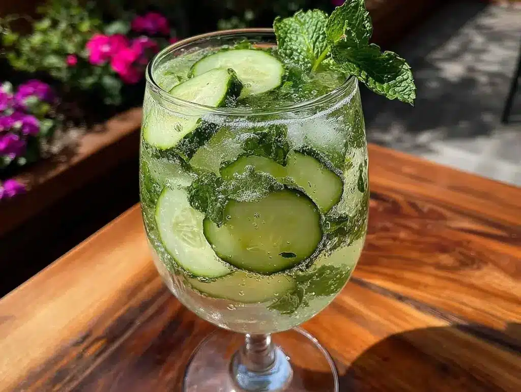 cucumber elderflower gin spritz - featured image