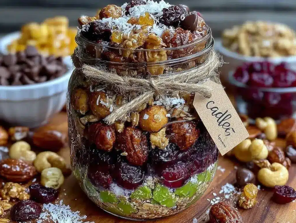 easy mason jar trail mix gift for teachers - featured image