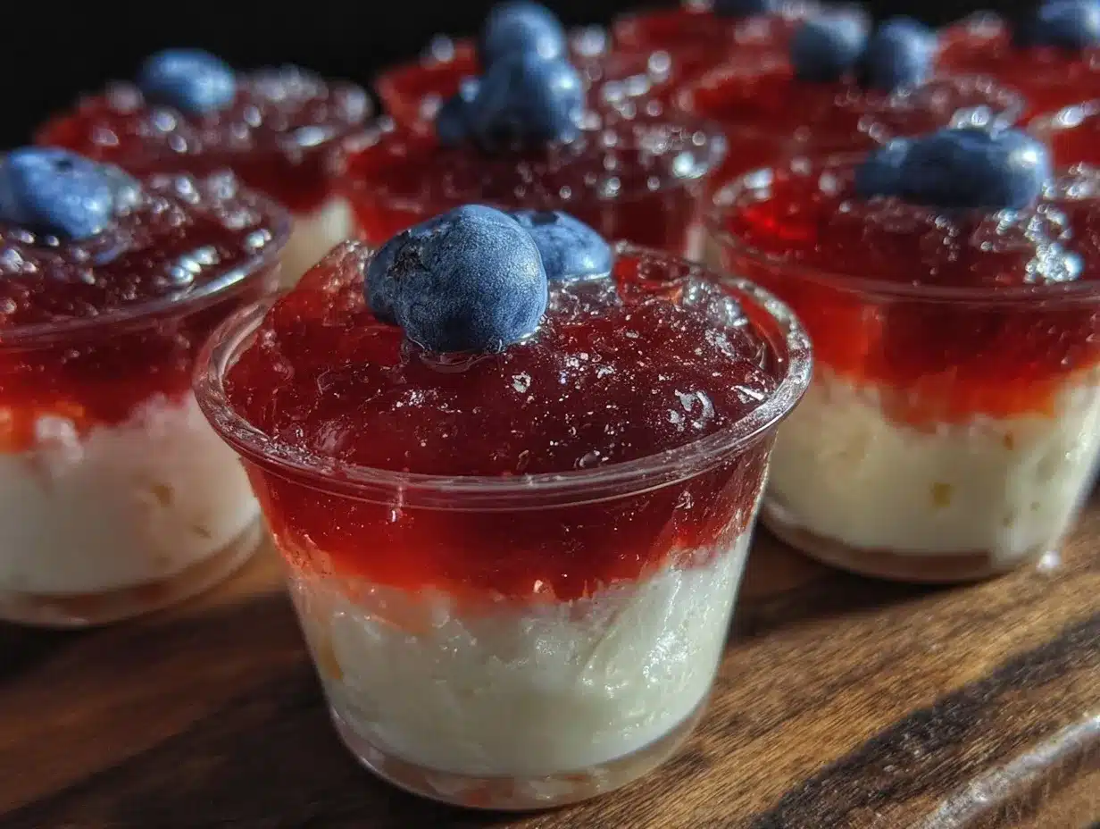 festive layered red white blue jello cups preparation steps
