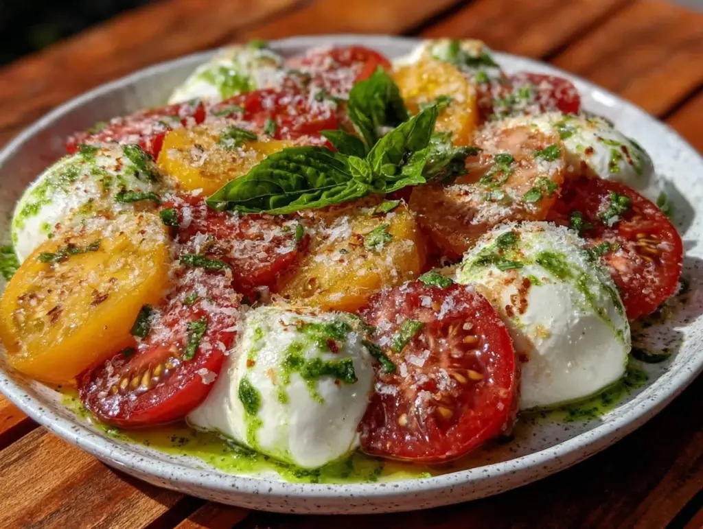 fresh burrata and heirloom tomato salad - featured image