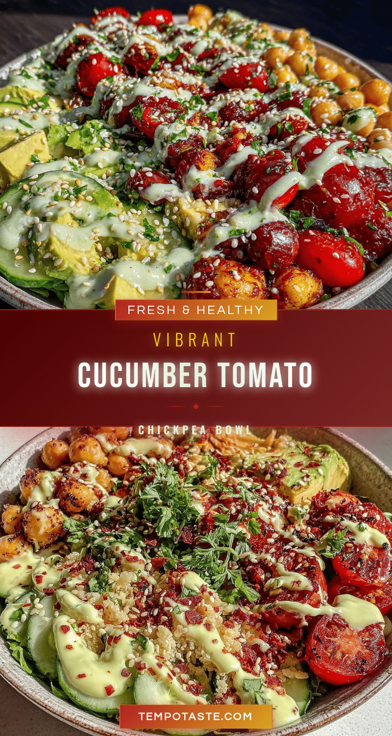 Fresh Cucumber Tomato Avocado Chickpea Power Bowl recipe