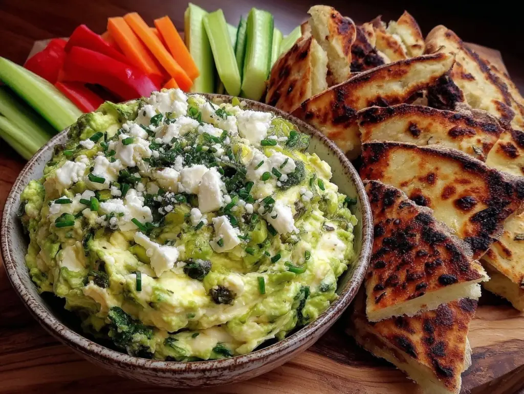 fresh green goddess avocado feta dip - featured image