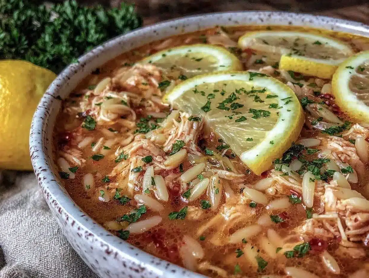 fresh lemon chicken orzo soup preparation steps