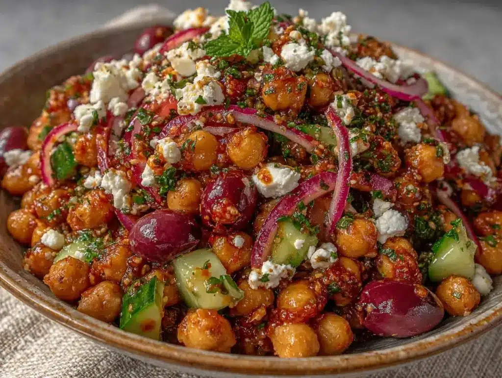 fresh mediterranean chickpea salad - featured image