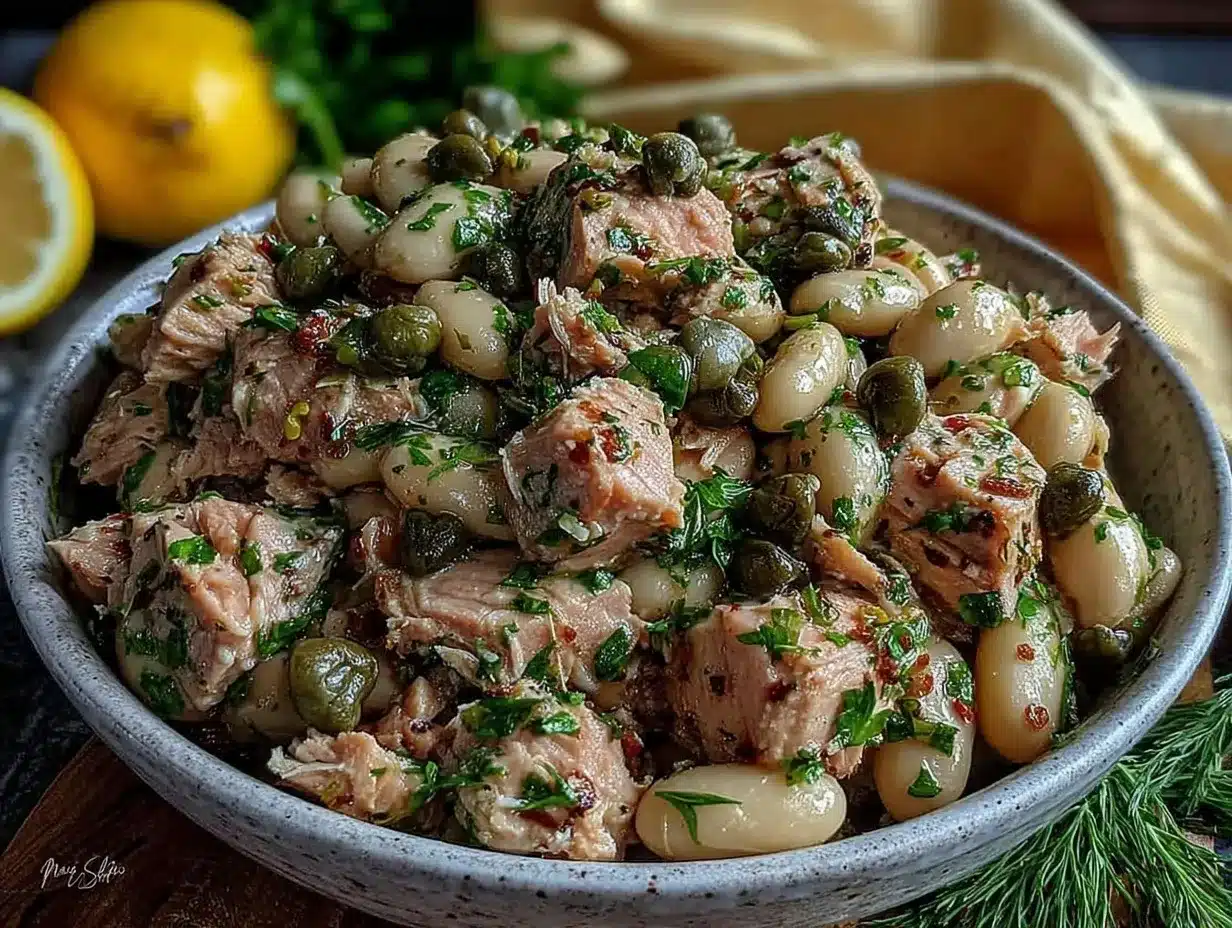 Fresh No-Cook Tuna White Bean Salad preparation steps