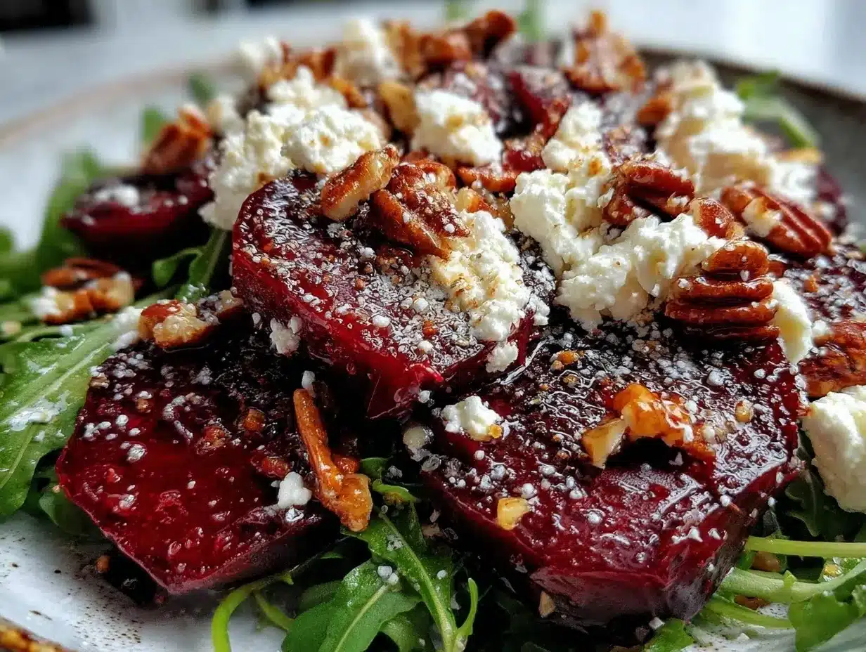 fresh roasted beet and goat cheese salad preparation steps