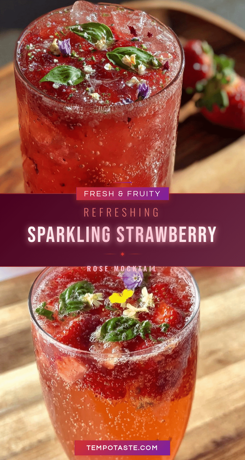 fresh sparkling strawberry rose mocktail recipe