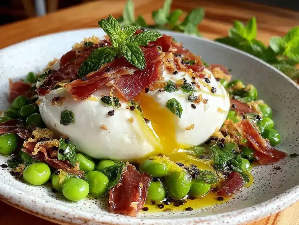 fresh spring pea burrata salad - featured image
