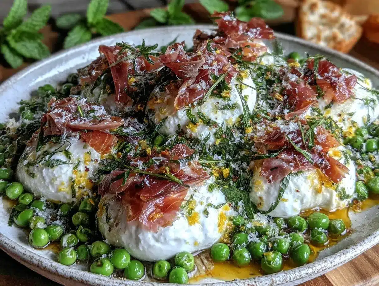 fresh spring pea burrata salad preparation steps