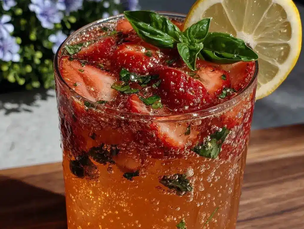 fresh strawberry basil lemonade sparkler - featured image