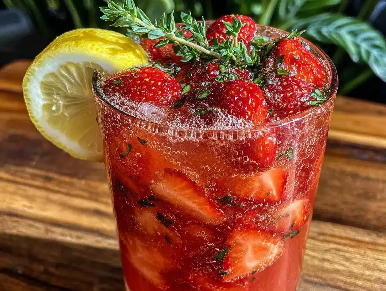 fresh strawberry basil lemonade sparkler preparation steps