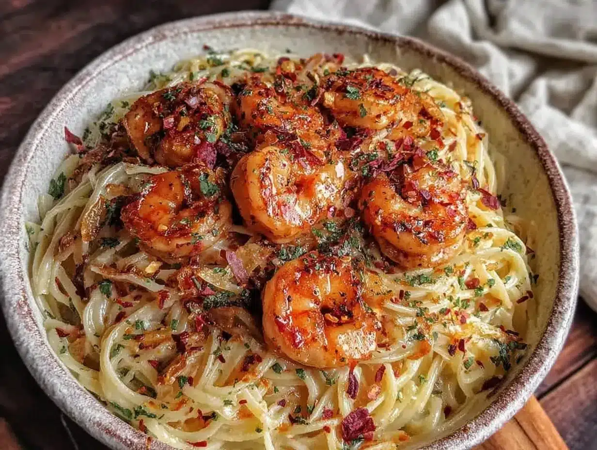 garlic butter shrimp scampi pasta preparation steps