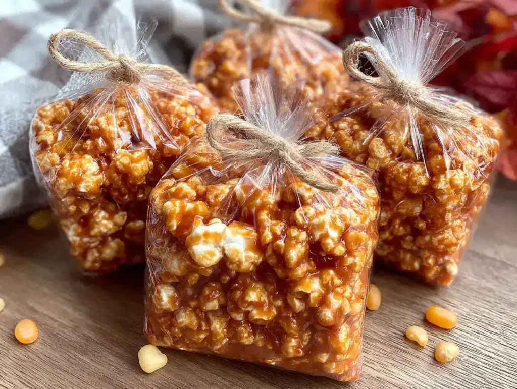 homemade caramel corn gift bags - featured image