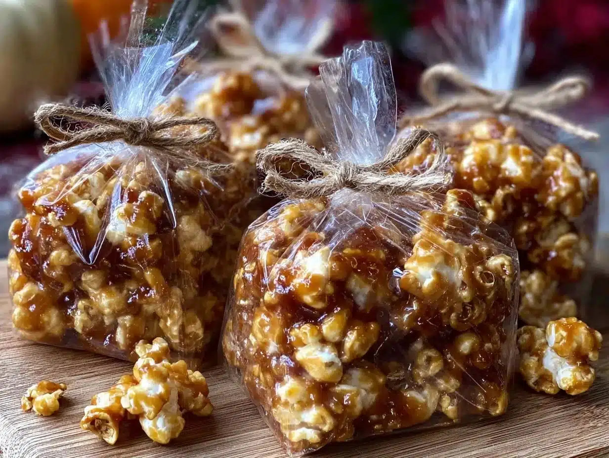 homemade caramel corn gift bags preparation steps