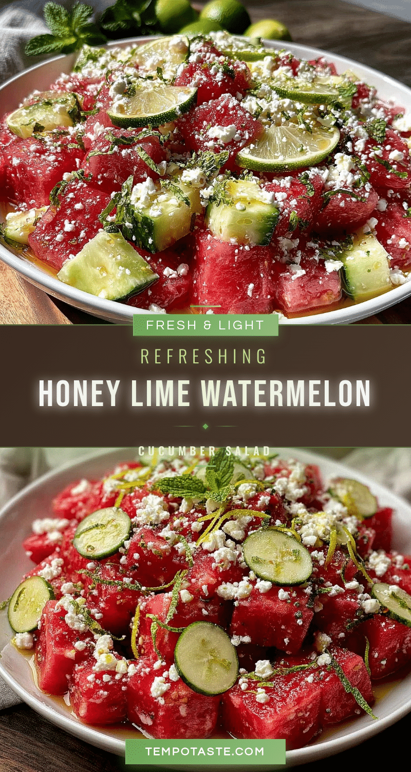 honey lime watermelon cucumber feta salad recipe