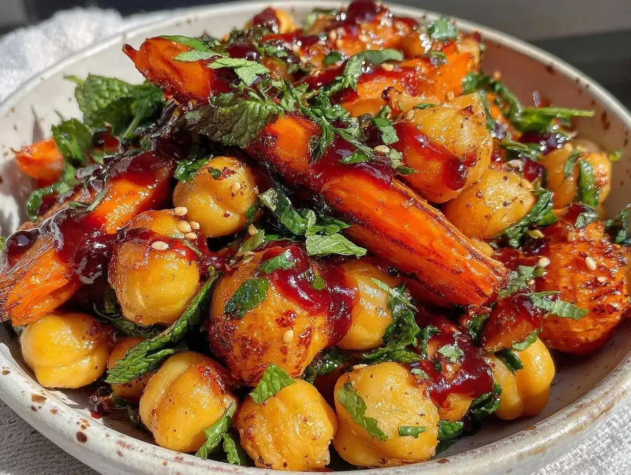 Moroccan spiced chickpea salad preparation steps
