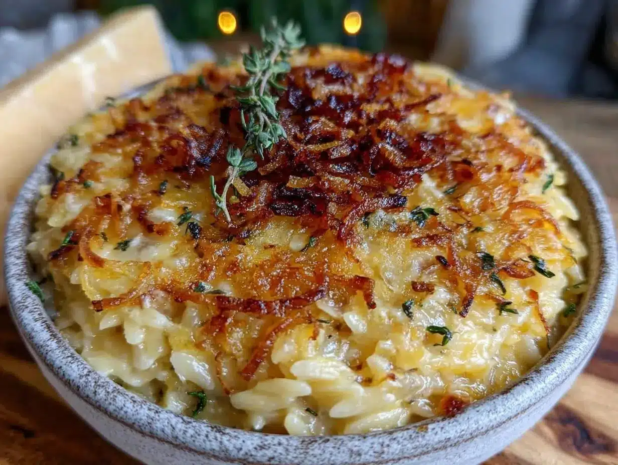 one-pot french onion orzo preparation steps