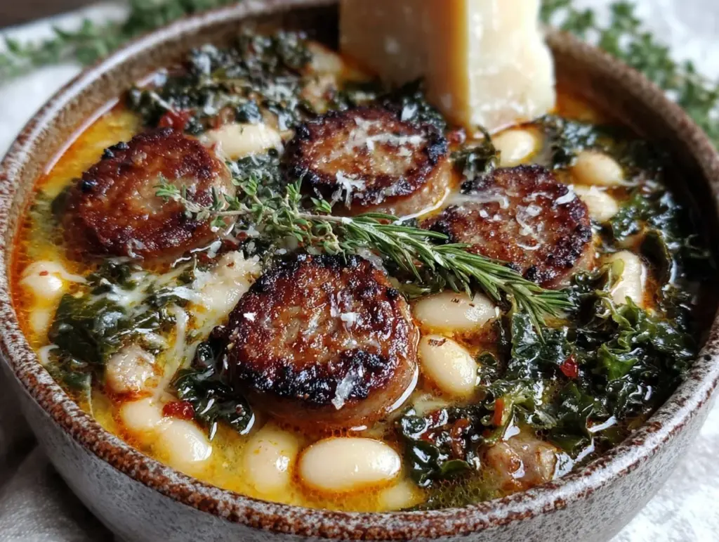 one-pot sausage white bean kale soup - featured image