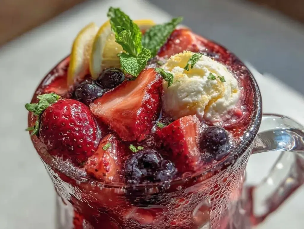 patriotic strawberry blueberry lemonade punch - featured image