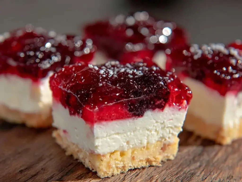 red white and blue layered jello cream cheese dessert cups - featured image