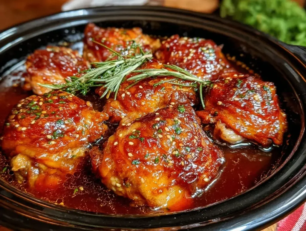 savory honey soy crockpot chicken thighs - featured image