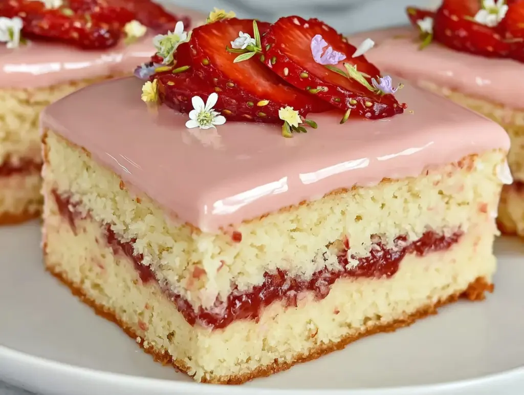 silky strawberry mousse cake - featured image