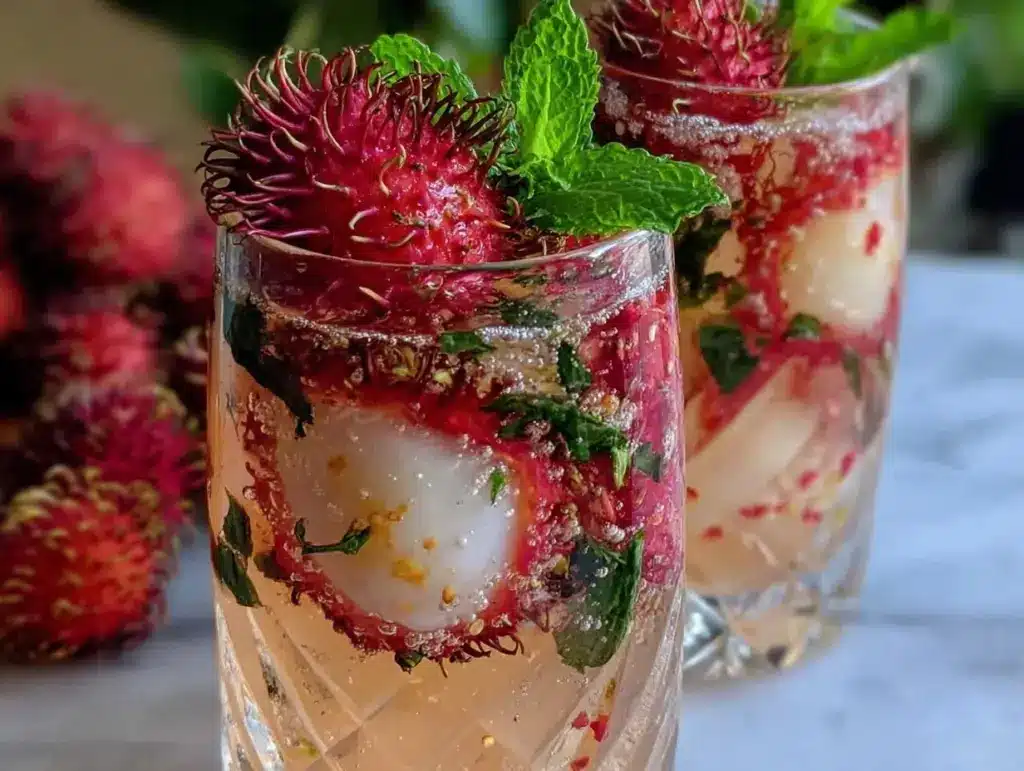 sparkling rose lychee mocktail - featured image