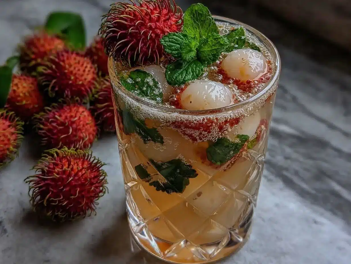 sparkling rose lychee mocktail preparation steps