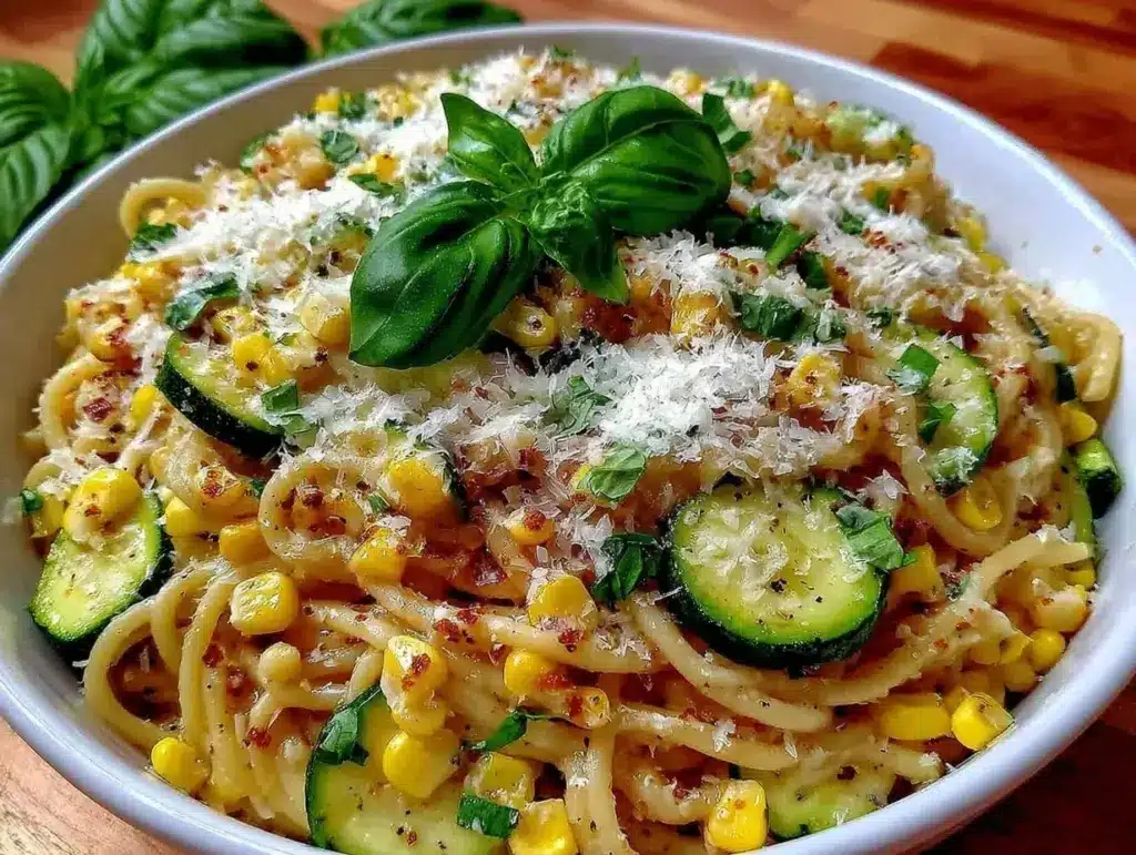 zucchini corn pasta - featured image