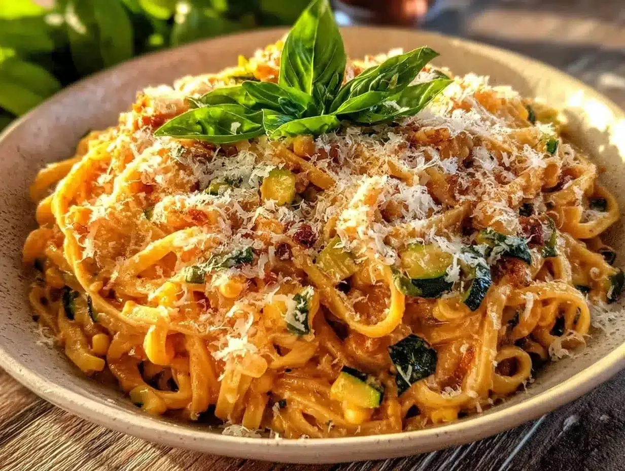 zucchini corn pasta preparation steps