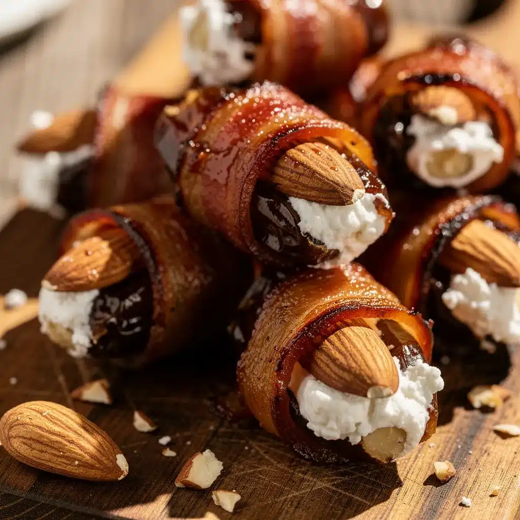 bacon wrapped dates stuffed with goat cheese and almonds preparation steps