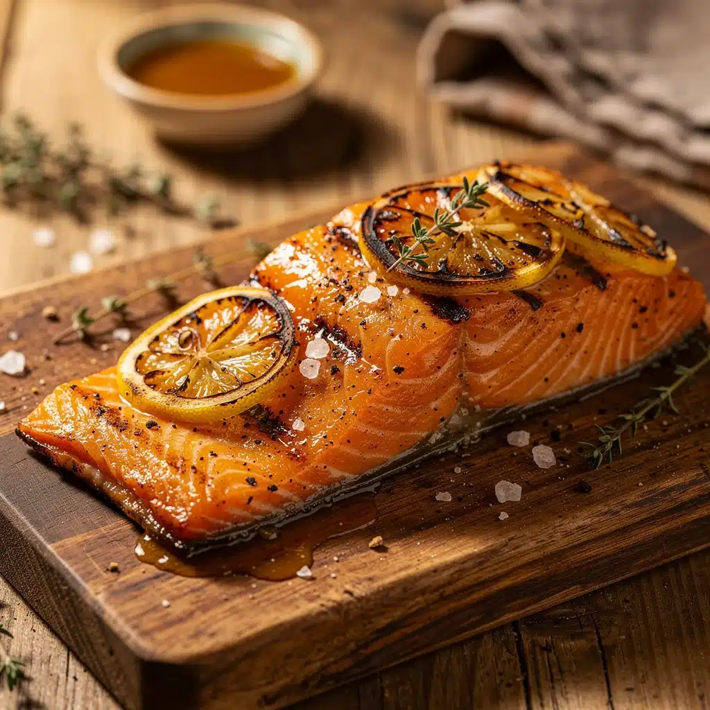 cedar plank grilled salmon - featured image