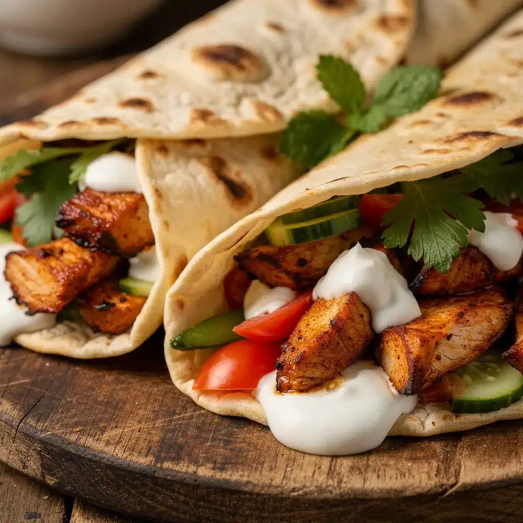 chicken shawarma flatbread wraps preparation steps