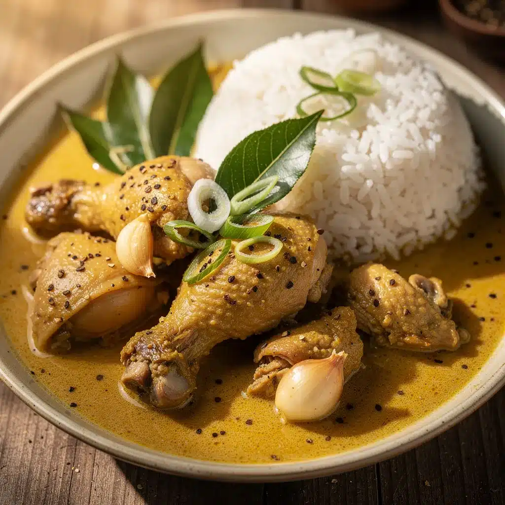 creamy Filipino chicken adobo preparation steps