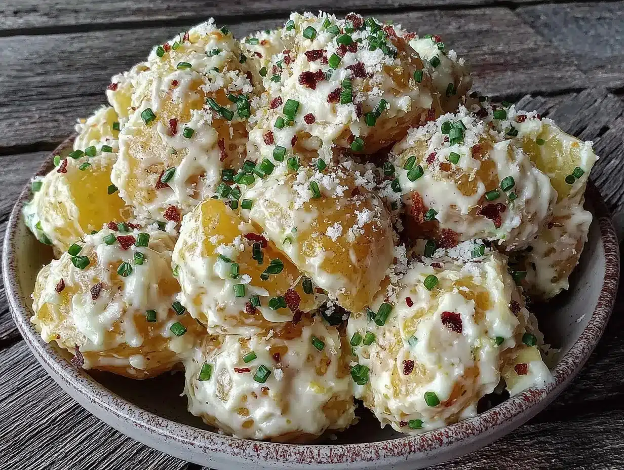 creamy garlic parmesan potato salad preparation steps