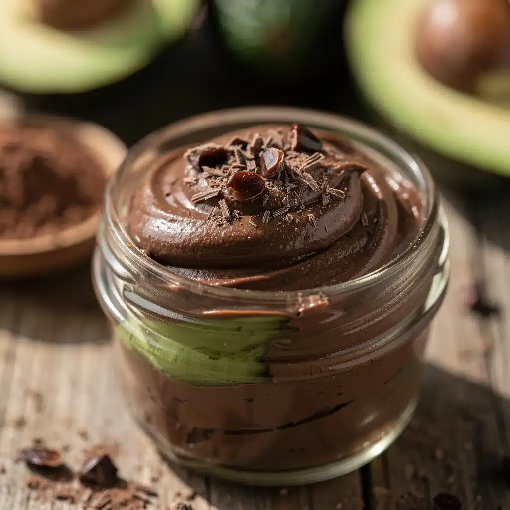 creamy keto chocolate avocado mousse - featured image