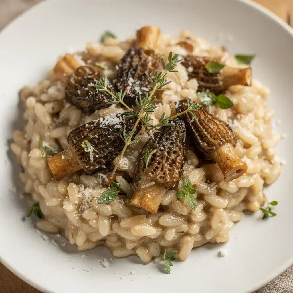 creamy morel mushroom risotto - featured image