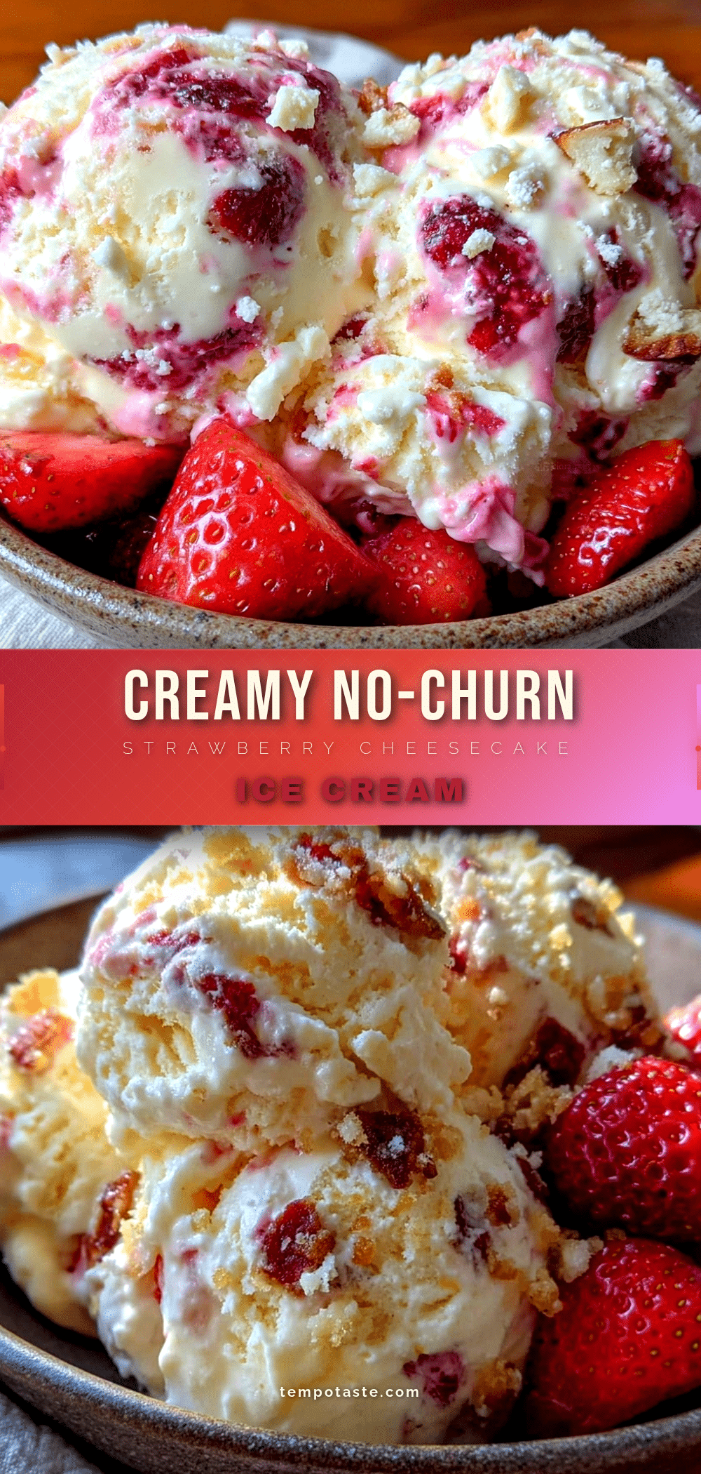creamy no-churn strawberry cheesecake ice cream recipe