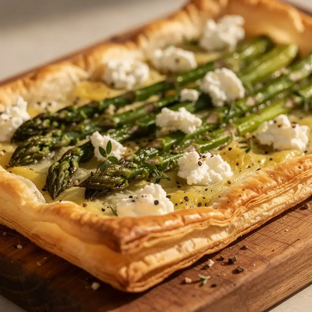 crispy asparagus goat cheese tart - featured image