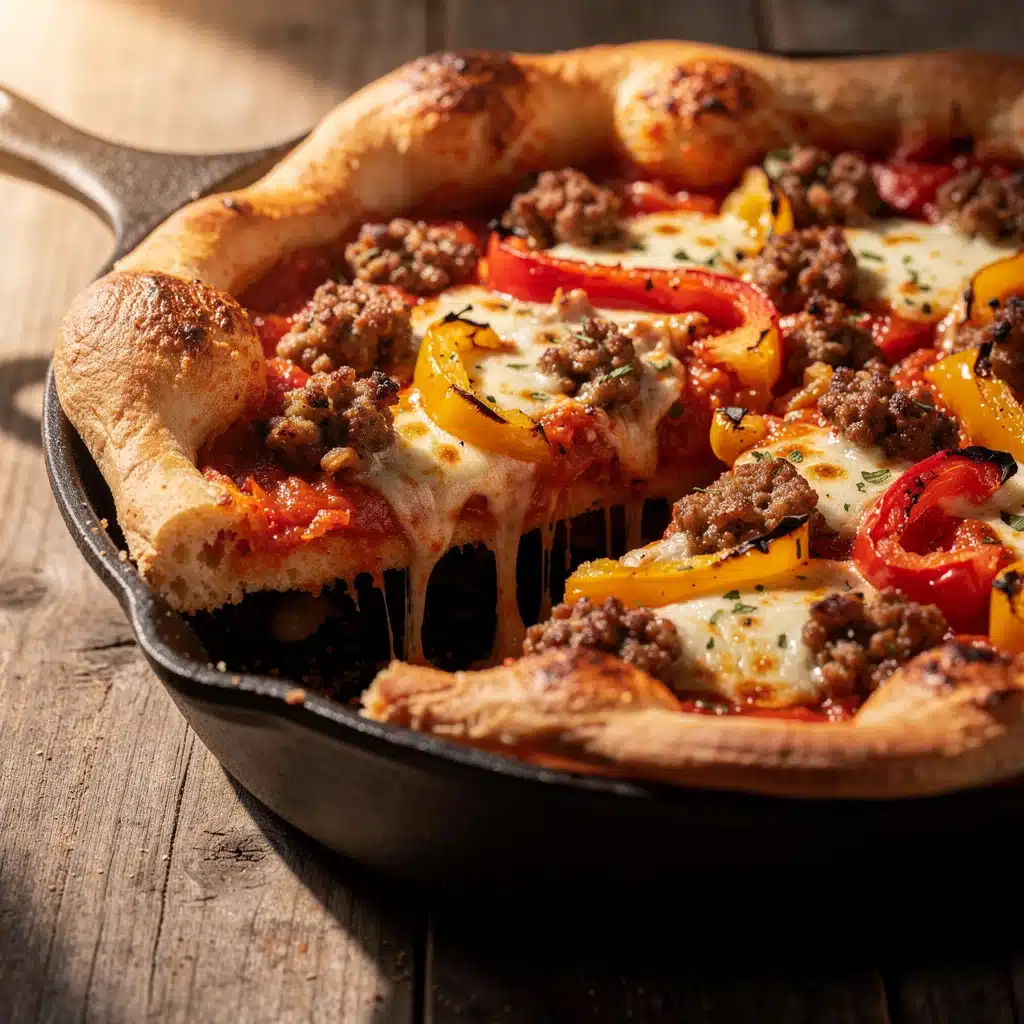 crispy cast iron deep dish pizza - featured image
